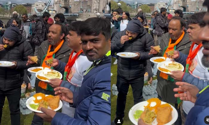  Indian Samosa And Jalebi Party Near London Tower Bridge Video Viral , London, To-TeluguStop.com