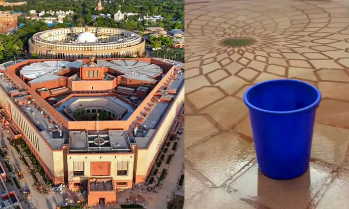  Water Leakage In New Parliament Building Amid Heavy Rains Video Viral Details, V-TeluguStop.com