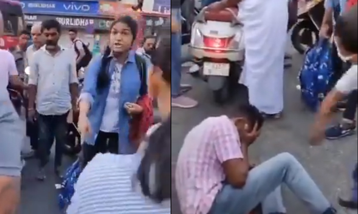  Man Harasses Ahmedabad School Girls They Beat Him Up With Belt Viral Video Detai-TeluguStop.com