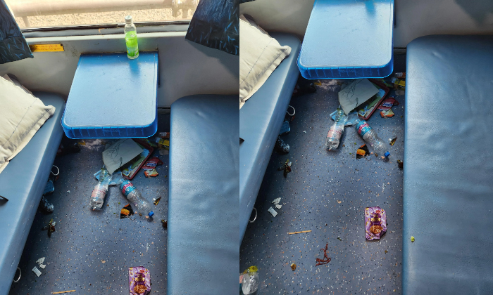  Rajdhani Express Littered With Garbage Ignites Civic Sense Details, Train Cleanl-TeluguStop.com