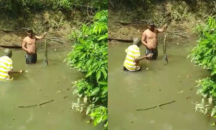  Old Man Falling Into The Water An Electric Shock, Viral Video: The Joy Of Find-TeluguStop.com