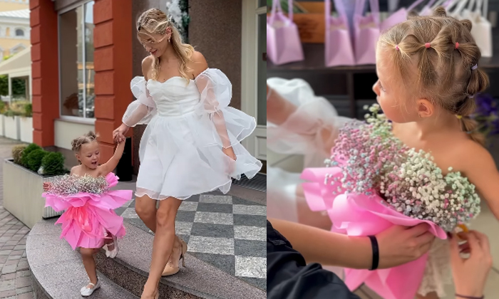  That's Creativity Ukrainian Influencer Who Turned His Daughter Into A Flower Bou-TeluguStop.com