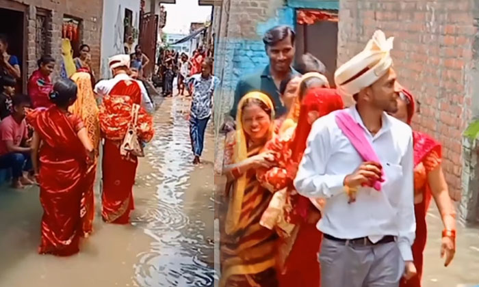  Alas, The Bride And Groom Are Finally Knee-deep In Water, Bride, Groom, Viral La-TeluguStop.com