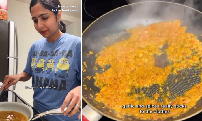  Nri Woman Viral Video To Avoid Indian Food Curry Smell Details, Shivee Chauhan,-TeluguStop.com