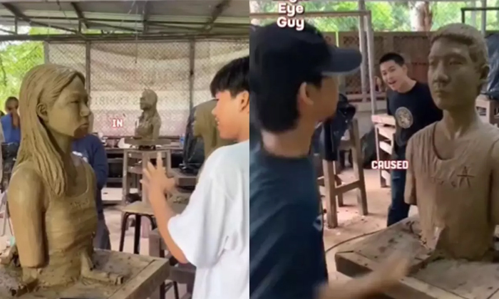  Thailand Artists Create Stress-relief Sculpture To Smack Slap Punch Video Viral-TeluguStop.com