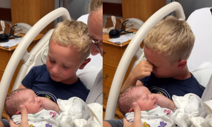  Viral Video Brother Gets Emotional Seeing Her Newborn Sister For The First Time-TeluguStop.com