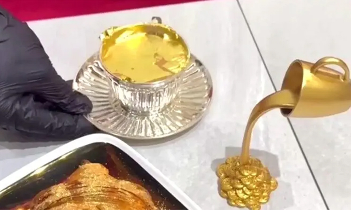  Viral Video Dubai Cafe Gold Tea Worth Rs 1 Lakh Details, Luxury Tea, Viral Video-TeluguStop.com