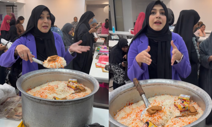  Woman Makes Biryani With Parle-g Biscuits Viral Video Details, Social Media, Vir-TeluguStop.com