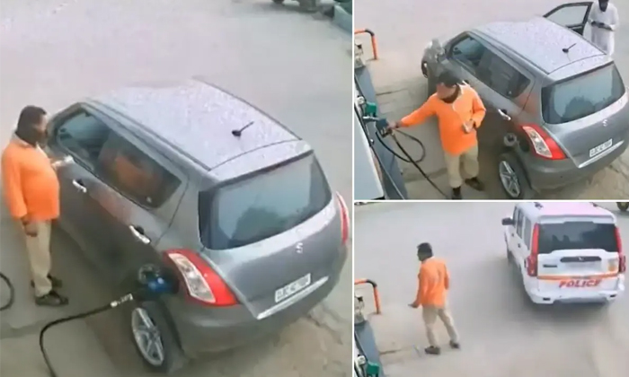  Man Ran Away Pretending Scan Qr Code At Petrol Bunk Video Viral Details, Viral V-TeluguStop.com