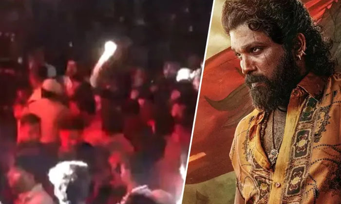  Agantakaku Sprays Crowd At Pushpa 2 Screening, Social Media, Video Viral, Puspa-TeluguStop.com