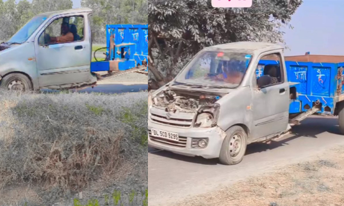  Maruti Wagonr Tractor Modified Video Viral Detail, Viral Video, Viral News, Trac-TeluguStop.com