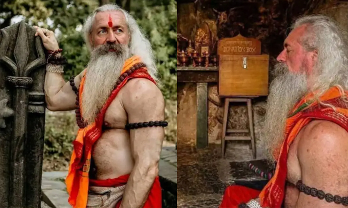  7-foot-tall Muscular Baba From Russia Grabs Attention At Maha Kumbh Mela 2025 De-TeluguStop.com