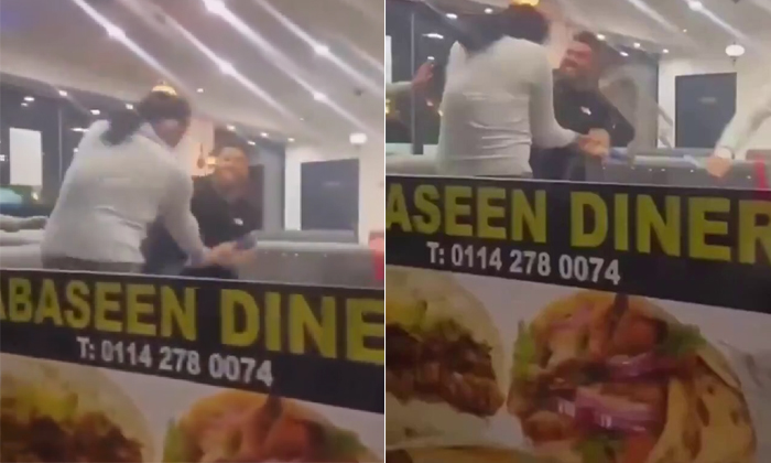  Angry Men Try To Destroy Uk Restaurant For Having Beef On Menu Viral Video Detai-TeluguStop.com