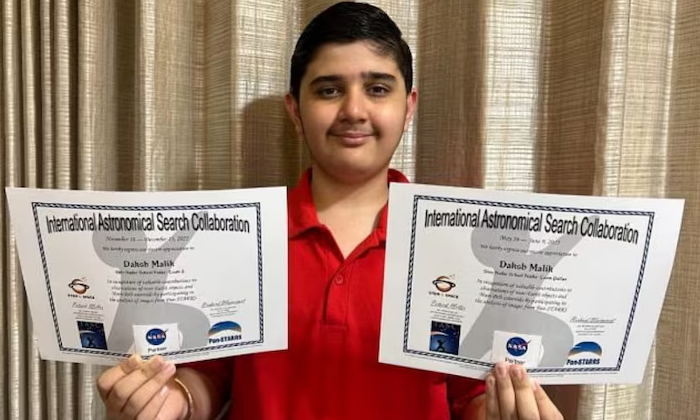  Noida Boy Discovers An Asteroid Nasa Lets Him Name It Details, Daksh Malik, Noid-TeluguStop.com