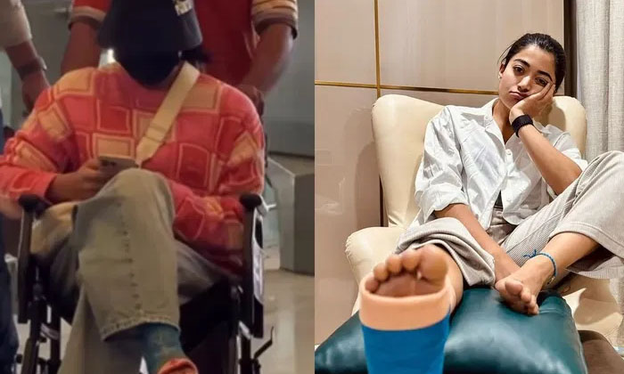 Telugu Air Port, Leg Injury, Rashmika, Wheel Chair-Movie