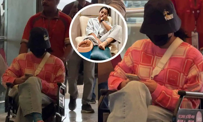 Telugu Air Port, Leg Injury, Rashmika, Wheel Chair-Movie