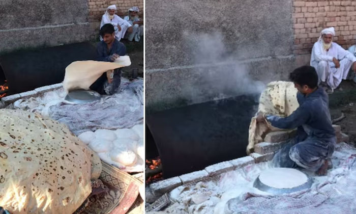  This Roti Ra Babu Is The Size Of A Blanket The Video Of A Pakistani Man Has Gone-TeluguStop.com