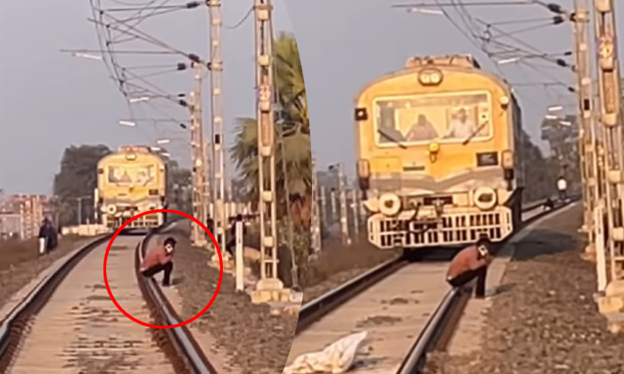  Man Lost In A Phone Call Brings Train To Complete Halt Video Viral Details, Vir-TeluguStop.com