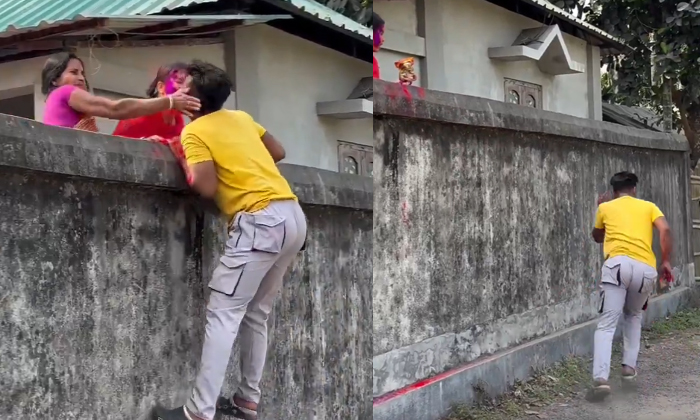  Shock To Boyfriend Who Wants To Kiss Girlfriend On Holi Video Viral Details, Sho-TeluguStop.com